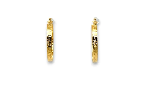 9ct Gold 35mm Greek Key Hoop Earrings 2.1g