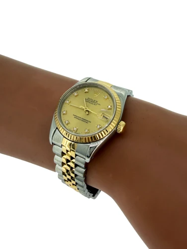 Rolex 31mm Datejust Diamond Dial - 18ct Gold & Stainless Steel Year 1990 Model: 68273