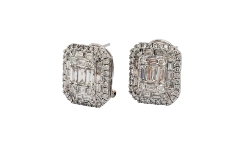 4.25ct Natural Diamond & 9ct White Gold (17.5 x 15.5mm) Lever Back Stud Earrings 9.84g
