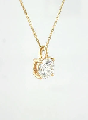 1.50ct Lab Grown Diamond & 9ct Gold Solitaire Pendant 16/18 Inch