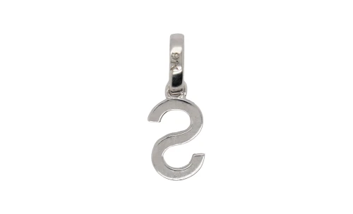 0.10ct Natural Diamond & 9ct White Gold Initial S Pendant - (15.0 x 5.6mm) 16/18 Inch - 1.5g