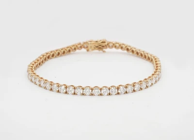 7.37ct Lab Grown Diamond & 9ct Gold 3.3mm Bracelet 8.5g 7.5 Inch