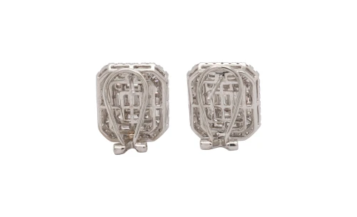 4.25ct Natural Diamond & 9ct White Gold (17.5 x 15.5mm) Lever Back Stud Earrings 9.84g