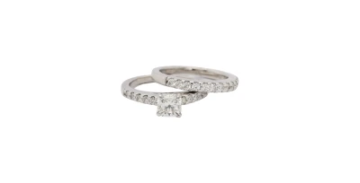 1.90ct Natural Diamond Solitaire /Wedding Band Set-14ct White Gold 8.4g