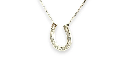 0.25ct Natural Diamond & 9ct White Gold Horse Shoe Necklace (18.5 x 16.0mm)  17inch 4.08g
