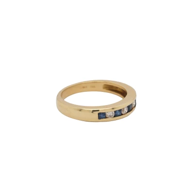 0.30ct Sapphire & 0.25ct Diamond 18ct Gold Eternity/Wedding Band 4.8g