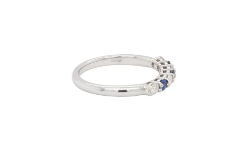 0.43ct Natural Sapphire & Diamond 2.5mm Eternity/Wedding Ring 18ct White Gold 2.6g