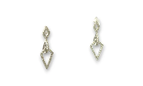 0.48ct Natural Diamond & 18ct White Gold (25 x 9mm) Drop Stud Earrings 2.5g