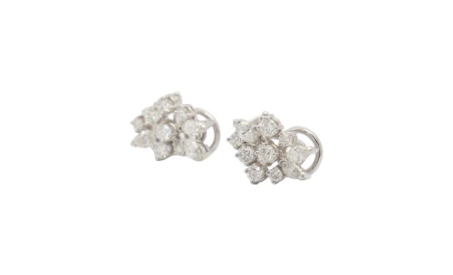 1.50ct Natural Diamond & 18ct White Gold (15.5 x 10.0mm ) Fancy Clip On Earrings 5.58g