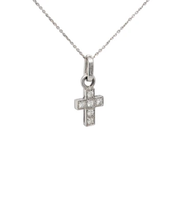 0.20ct Natural Diamond & 18ct White Gold Cross Pendant (19.5 x 8.3mm) 1.3g