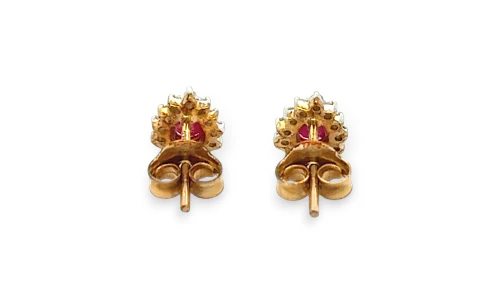 0.40ct Ruby & 0.15ct Diamond Stud Earrings 9ct Gold 0.9g