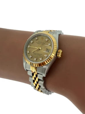 Rolex 26mm Datejust 18ct Gold/Stainless Steel Diamond 1987 Box & Papers