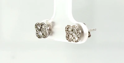 0.50ct Diamond & 18ct White Gold Clover Stud Earrings 1.6g