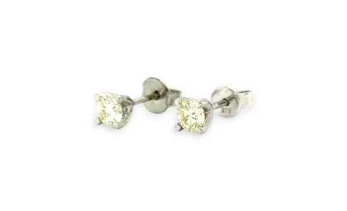 0.50ct Natural Diamond 9ct White Gold 4.3mm Stud Earrings 1.04g