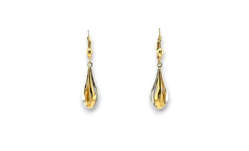 9ct Yellow & White Gold -Tear Drop Earrings (40 x 9.3mm) 2.4g