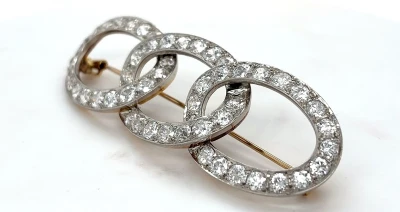 7.50ct  Antique ( Victorian Era ) Diamond Brooch-18ct Yellow Gold & Platinum - 21.7g