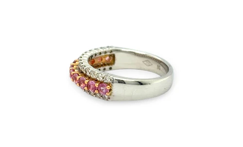 1.26ct Natural Pink Sapphire & Diamond Eternity/Wedding Band -18ct White Gold 5.82g