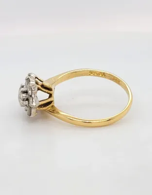 0.75ct Natural Diamond & 18ct Gold Double Daisy Ring 3.8g