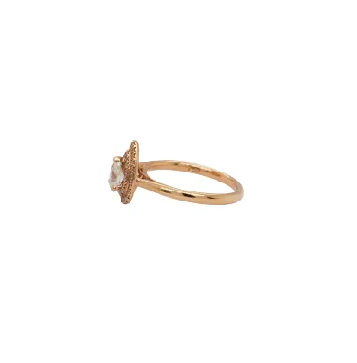 0.65ct Natural Diamond & 18ct Rose Gold Halo Solitaire Ring 3.4g