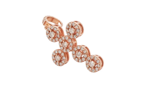 1.97ct Natural Diamond & 14ct Rose Gold Cross Pendant ( 46.3 x 25.5mm) 7.66g