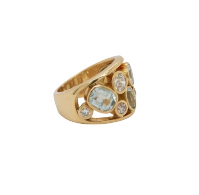 4.50ct AquaMarine & 1.00ct Diamond Dress Ring 18ct Gold 19.4g