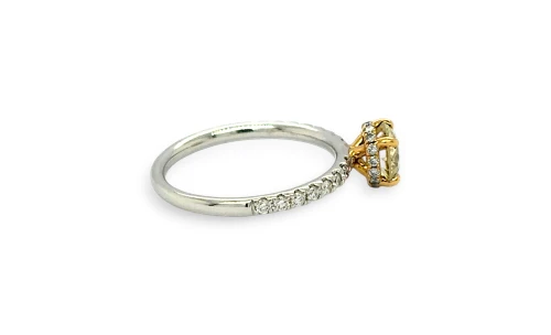 1.28ct Natural Yellow/White Diamond & 18ct White Gold Solitaire Ring 2.7g