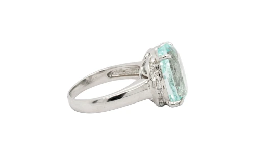 11.47ct Aquamarine & Diamond 16.5mm Dress Ring 14ct White Gold 8.2g