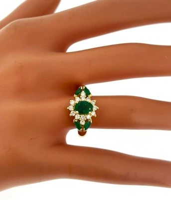 1.40ct Emerald & 0.80ct Diamond Dress Ring 14ct Gold 5.2g