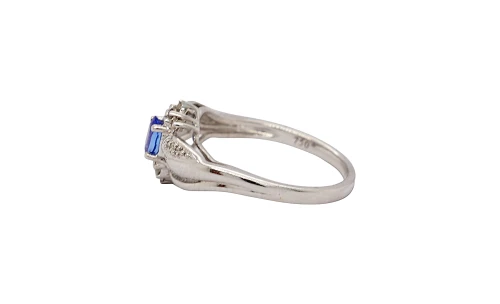 0.25ct Tanzanite & Diamond 18ct White Gold Dress Ring 3.3g