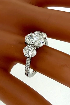 2.75ct Lab Grown Diamond & Platinum Trilogy Ring 6.2g