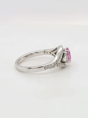 1.00ct Pink Sapphire & 0.65ct Diamond Solitaire Ring Platinum Ring 7.1g